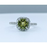  Ring Halo .52ctw Diamonds 1.34ct Peridot 14kw Sz7 121090060