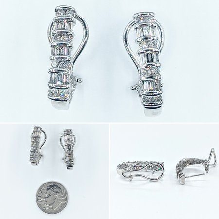 Earrings .50ctw Round & Baguette Diamonds 14kw 21x4.5mm 221120134