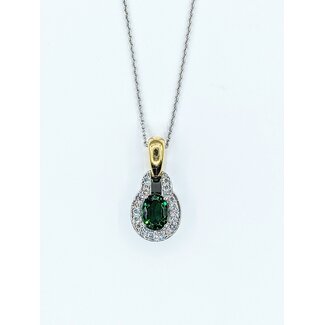 Pendant .23ctw Round Diamonds 7.5x5.5mm Chrome Tourmaline 18ktt 17" 221120138