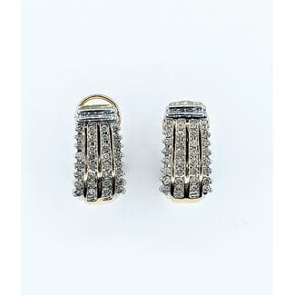 Earrings "J" Hoops .50ctw Round Diamonds 14ky 21x11mm 221120105