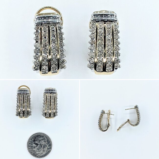 Earrings "J" Hoops .50ctw Round Diamonds 14ky 21x11mm 221120105