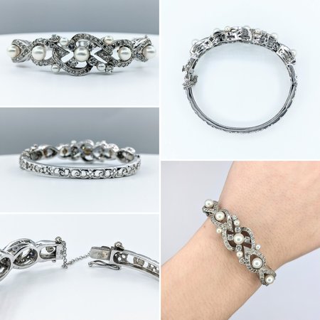 Bracelet 1.88ctw Round Diamonds (9)3.5-6mm Akoya Pearls 14kw 6.5" 221120141