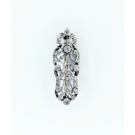 Brooch 1.00ctw Old Euro Diamonds 14k/Plat 42x15mm 221120154