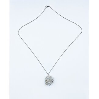 Pin/Pendant .50ctw Old Euro Diamonds 3-3.5mm Pearls 18kw 32x26mm 221120153