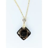  Pendant .04ctw Diamonds 9.00ct Smokey Quartz 14ky 18" 122010033