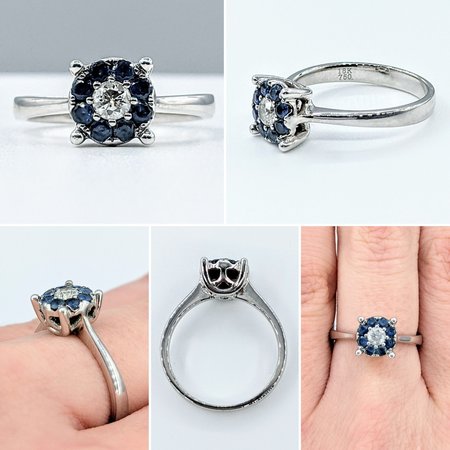 Ring .20ct Diamond .25ctw Sapphire 18kw Sz6.5 122010008