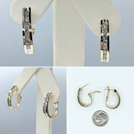 Earrings Omega Back 1.00ctw Diamonds 14ky .75x.125" 122010001