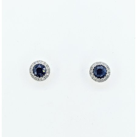 Earrings .11ctw Diamonds .70ctw Sapphire 14kw 6.3mm 121100173