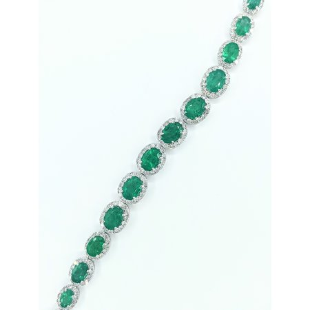 Bracelet 3.50ctw Round Diamonds 12.40ctw Emeralds 14kw 7" 222020011