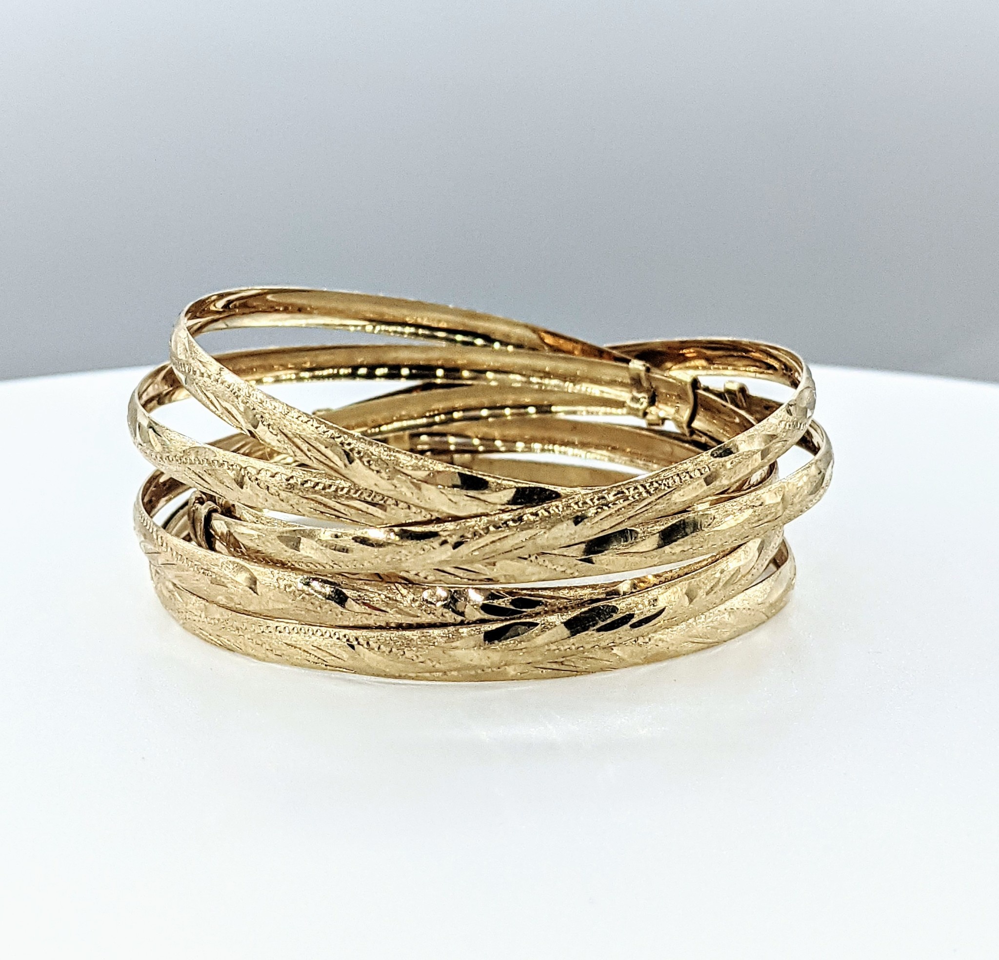 Etched Gold Layered Semanario Bangles Bracelets Oro Laminado 7 4mm | eBay