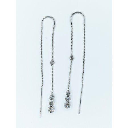 Earrings Chain Dangle 1.34ctw Diamonds 14kw 3" Drop 122030050