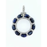  Pendant Circle .73ctw Diamonds 5.46ctw Sapphire 14kw 7/8" 122030013