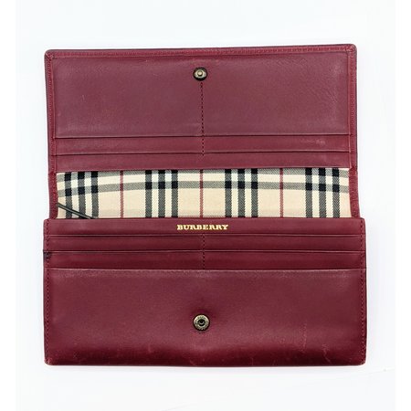 Handbag Burberry Red Calfskin Long Wallet 122050055