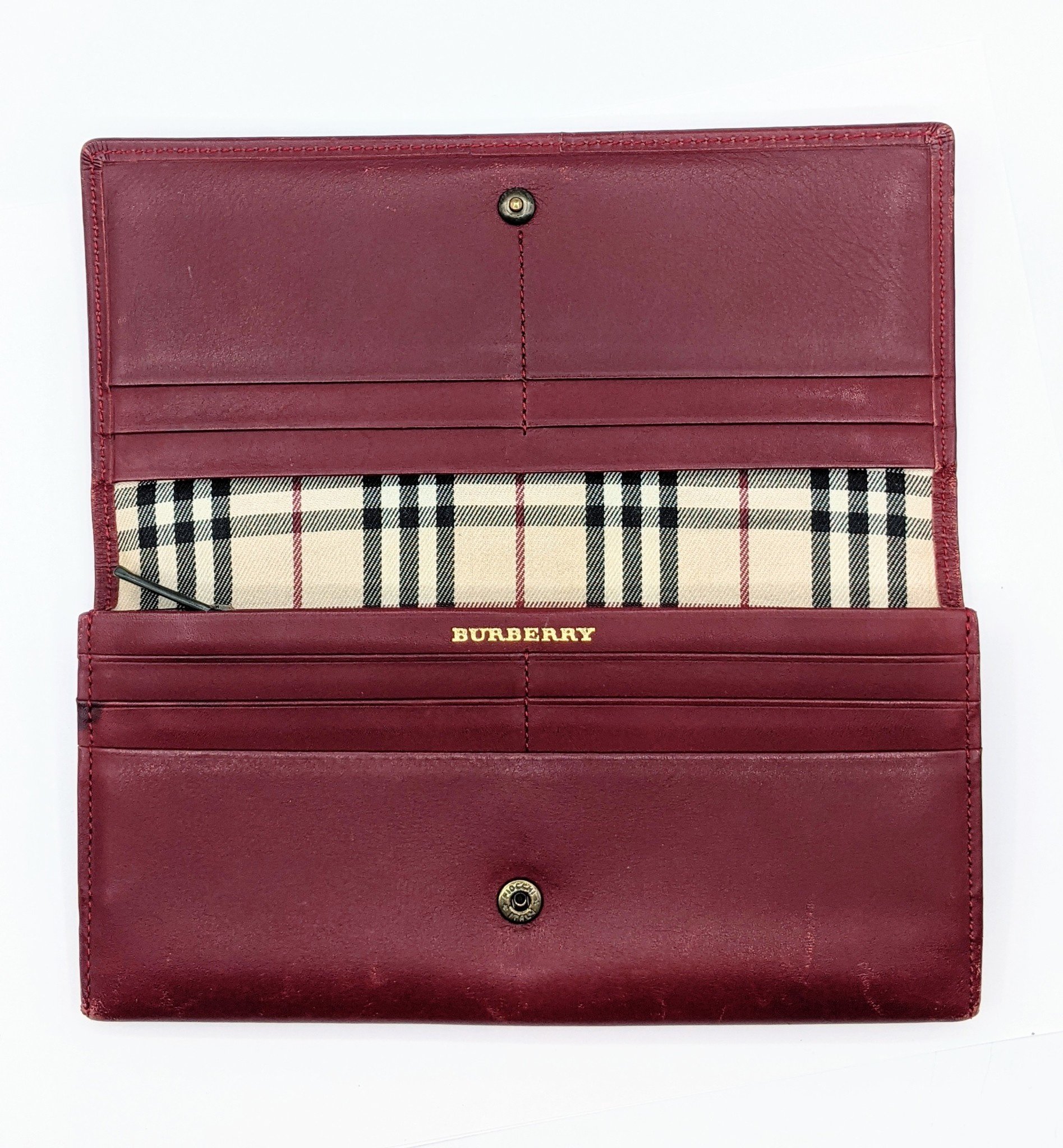 Burberry red leather wallet women NEW