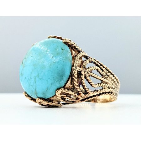 Ring 18.5mm Cabochon Turquoise 14ky Sz8 222060011