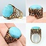 Ring 18.5mm Cabochon Turquoise 14ky Sz8 222060011