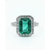  Ring .76ctw Round Diamonds 3.46ct Emerald Platinum Sz7 222060065