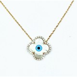  Pendant Evil Eye .21ctw Diamonds 1.8ct Mother of Pearl 14ky 16" 122060102