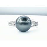  Ring .46ctw Diamonds 10mm Tahitian Pearl 18kw Sz7 122060043