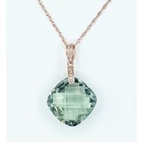  Pendant .04ctw Diamonds 9.8ct Green Amethyst 14kr 16-18" 122060078