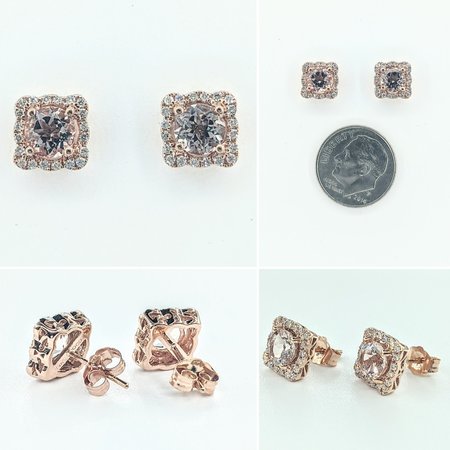 Earrings .20ctw Diamonds 1.11ctw Morganite 14kr 8.25x8.25mm 122060011