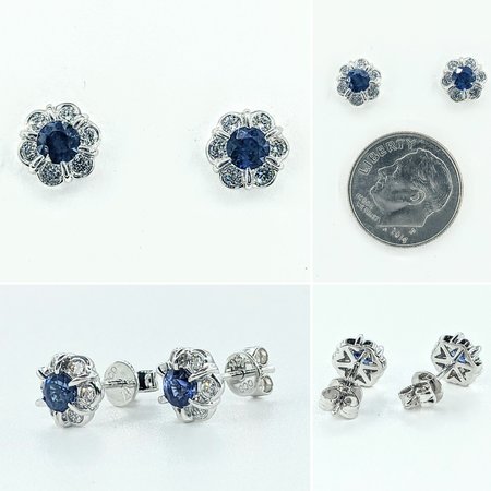 Earrings .26ctw Diamonds .62ctw Natural Royal Blue Sapphire 14kw 7.4x7.4g 122060018