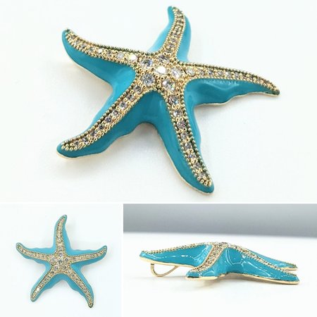 Pendant Starfish .45ctw Diamonds .75ct Enamel 14ky 1.25x1.25" 122060238