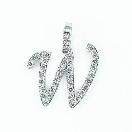 Pendant "W" .37ctw Diamonds 14kw .75x.6" 122060236