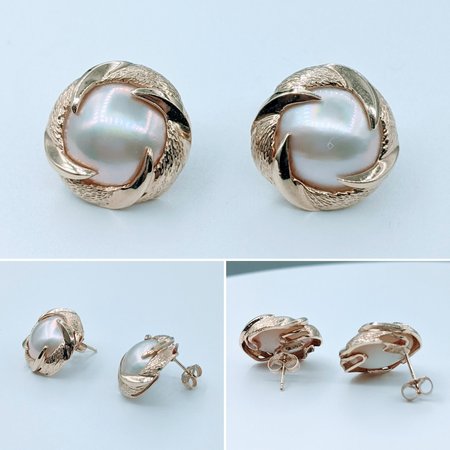 Earrings 13mm Mabe Pearls 14ky 17.5mm 222090038