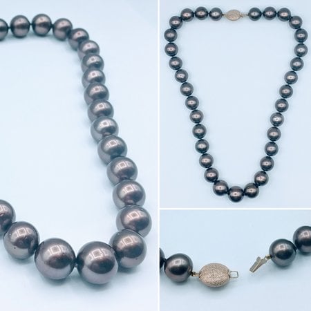 Necklace Strand 11-13mm Dyed Tahitian Pearls 14ky 17" 222100018