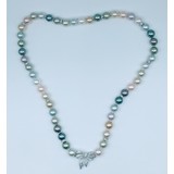  Necklace Strand .50ctw Round Diamonds 8.5mm Dyed FW Pearls 18kw 19" 222100017