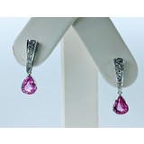  Earrings Vintage .50ctw Round Diamonds 2.26ctw Pink Sapphires 14kw 23x7mm 222100080