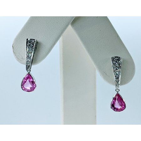 Earrings Vintage .50ctw Round Diamonds 2.26ctw Pink Sapphires 14kw 23x7mm 222100080