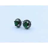  Earrings Halo .25ctw Diamonds 1.05ctw Emerald 14kw 122110088