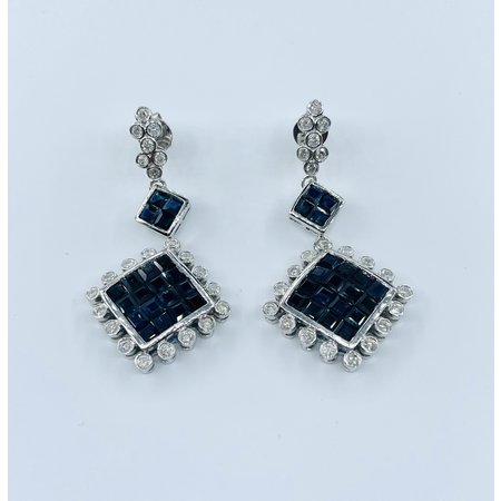 Earrings .89ctw Diamonds 5.47ctw Sapphires 14kw 1.75" 222110076