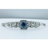  Bracelet Art Deco 1.0ctw Old Euro Diamonds 1.50ct Sapphire 14kw 7" 222100105