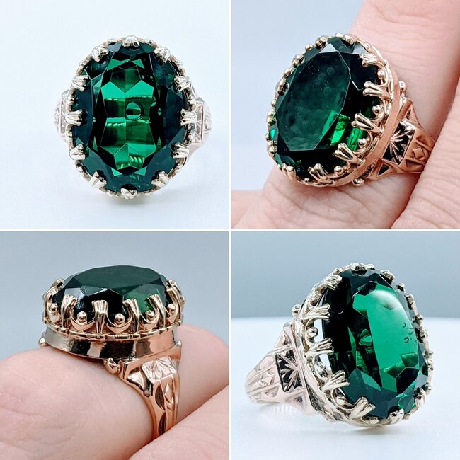 Ring Vintage 14x18mm 12.5ct Syn Spinel 14ky Sz7 222100112