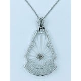  Necklace Antique .01ct Old Mine Diamond Camphor Glass 14kw 18" 222110017