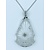 Necklace Antique .01ct Old Mine Diamond Camphor Glass 14kw 18" 222110017