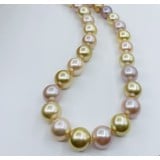  Necklace Strand .07ctw Round Diamonds 10-11mm South Sea Multicolor Pearls 18ky 30" 223010064