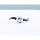  Ring .09ctw Round Diamonds 6.6mm Pearl 14kw Sz8.25 223010004
