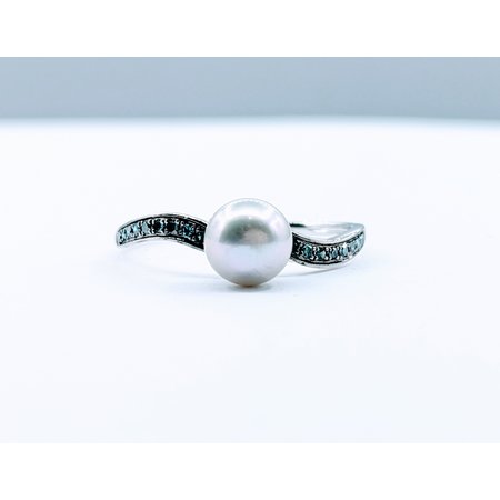 Ring .09ctw Round Diamonds 6.6mm Pearl 14kw Sz8.25 223010004