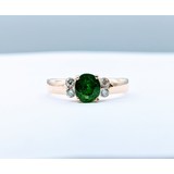  Ring .12ctw Round Diamonds 6.5x6mm Emerald 18ky Sz8.5 223020075