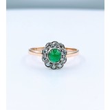  Ring Vintage .25ctw Round Diamonds 4.5mm Emerald 18ky Sz8.5 223020074
