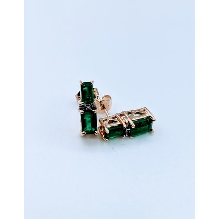 Earrings .05ctw Diamonds 1.6ctw Emeralds 14ky 13.5x5mm 223020084