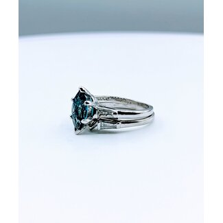 Ring Set .20ctw Baguette Diamonds 10x5mm Topaz Platinum Sz5 223020241