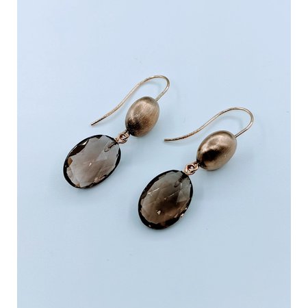 Earrings Drop 14.5x10mm Smokey Quartz 14ky 37x10mm 223020249