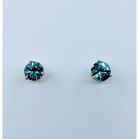 Earrings Studs 3.71ctw Round Blue Zircon 14ky 123030098