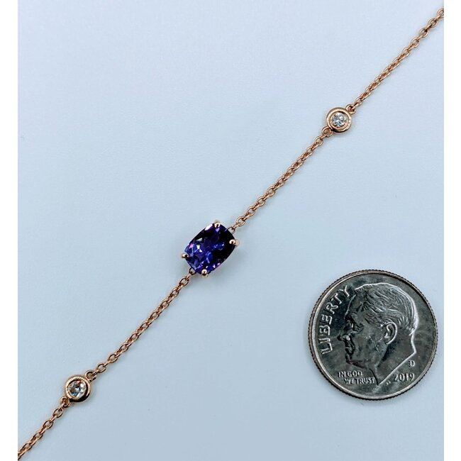 Bracelet .15ctw Round Diamonds .82ctw Amethyst 14ky 6.75" 223030015