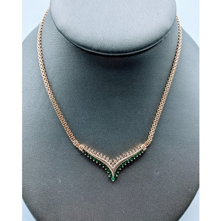 Necklace .33ctw Diamonds .60ctw Emerald 14ky 17" 123030107